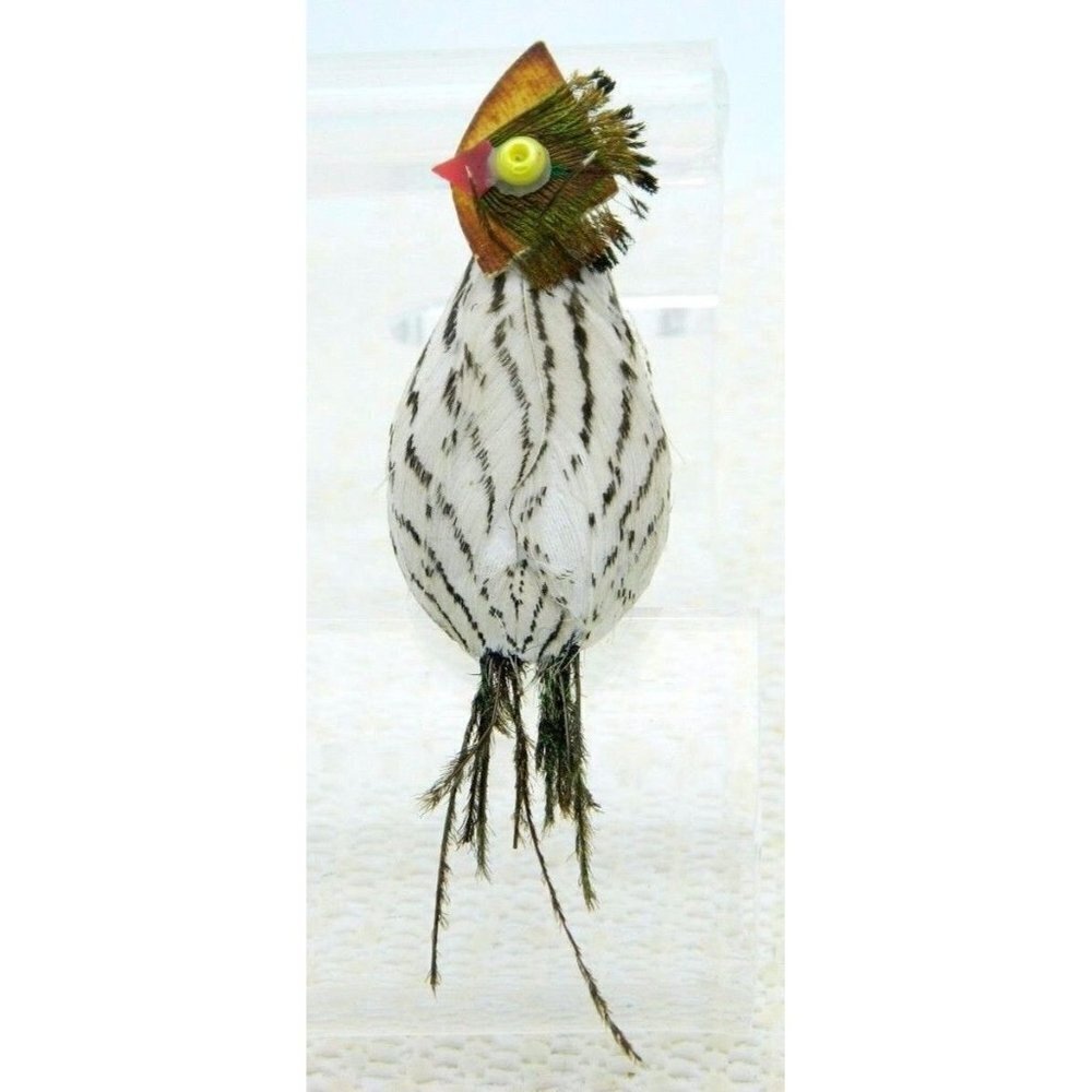Feather Artist Made One Eyed Bird Pin Brooch Vintage